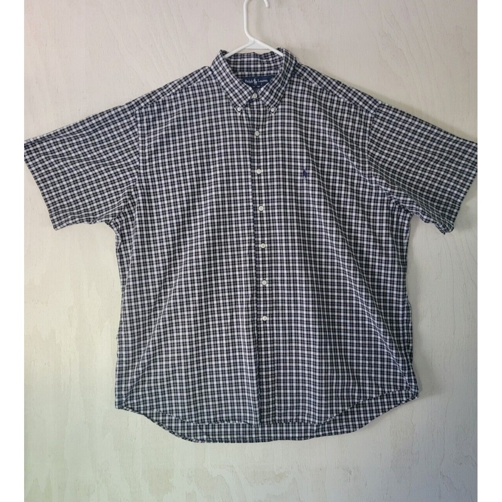 Ralph‎ Lauren Size XXL Blake Plaid Short Sleeve Button Down Shirt 100% cotton